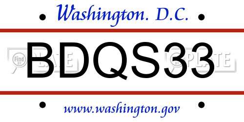 BDQS33 District Of Columbia License Plate