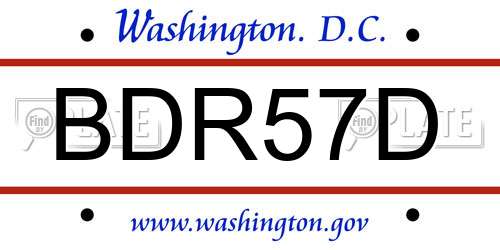BDR57D District Of Columbia License Plate