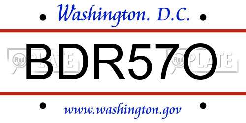 BDR57O District Of Columbia License Plate