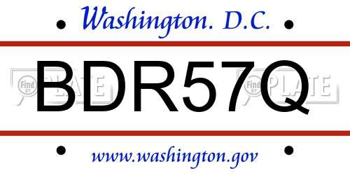 BDR57Q District Of Columbia License Plate