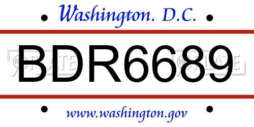 BDR6689 District Of Columbia License Plate