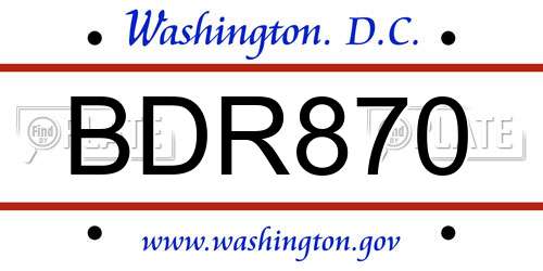 BDR870 District Of Columbia License Plate