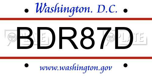 BDR87D District Of Columbia License Plate
