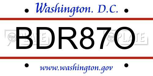 BDR87O District Of Columbia License Plate