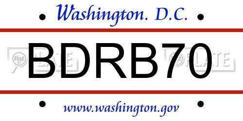 BDRB70 District Of Columbia License Plate