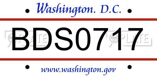 BDS0717 District Of Columbia License Plate