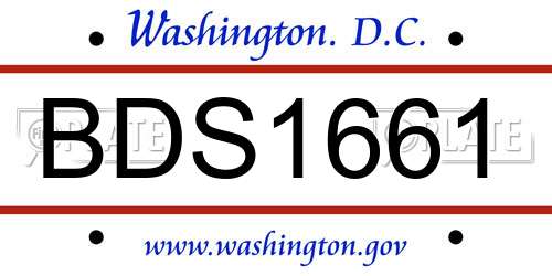 BDS1661 District Of Columbia License Plate