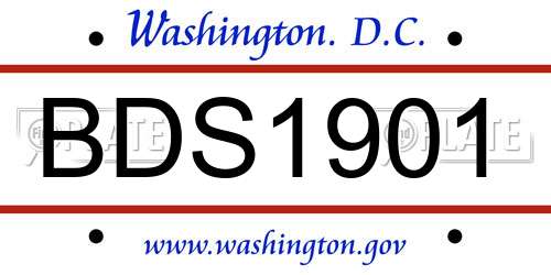 BDS1901 District Of Columbia License Plate