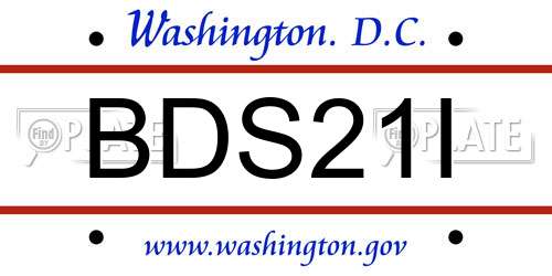 BDS21I District Of Columbia License Plate
