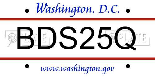 BDS25Q District Of Columbia License Plate