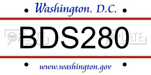 BDS280 District Of Columbia License Plate