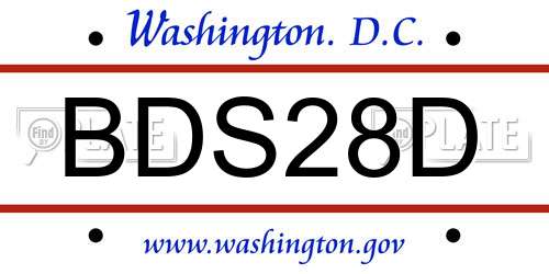 BDS28D District Of Columbia License Plate