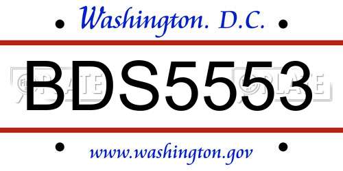 BDS5553 District Of Columbia License Plate