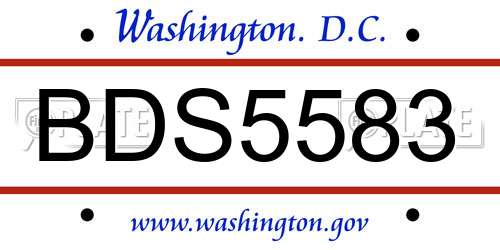 BDS5583 District Of Columbia License Plate
