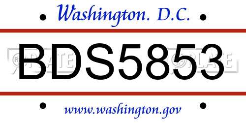 BDS5853 District Of Columbia License Plate