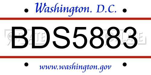 BDS5883 District Of Columbia License Plate