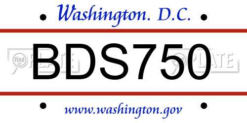 BDS750 District Of Columbia License Plate