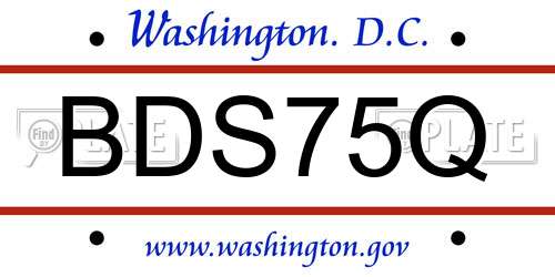 BDS75Q District Of Columbia License Plate