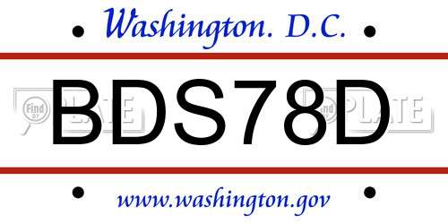 BDS78D District Of Columbia License Plate