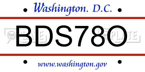 BDS78O District Of Columbia License Plate
