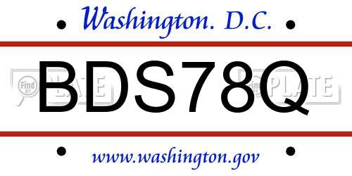 BDS78Q District Of Columbia License Plate