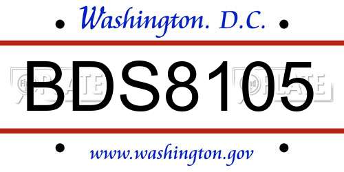 BDS8105 District Of Columbia License Plate