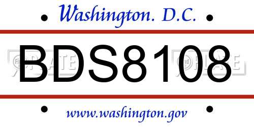 BDS8108 District Of Columbia License Plate