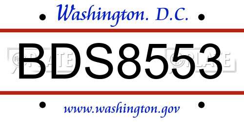 BDS8553 District Of Columbia License Plate
