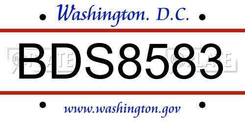 BDS8583 District Of Columbia License Plate