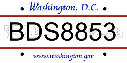 BDS8853 District Of Columbia License Plate