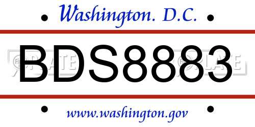 BDS8883 District Of Columbia License Plate