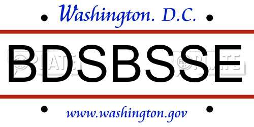 BDSBSSE District Of Columbia License Plate