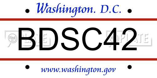 BDSC42 District Of Columbia License Plate