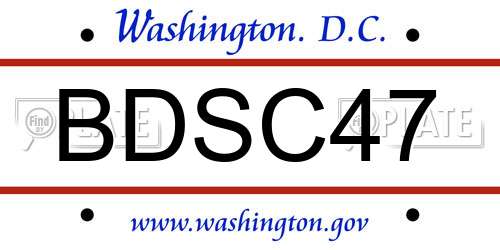 BDSC47 District Of Columbia License Plate