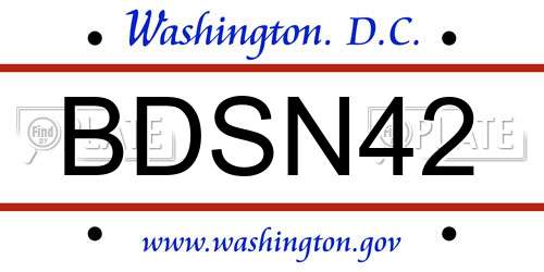 BDSN42 District Of Columbia License Plate
