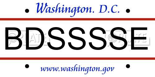 BDSSSSE District Of Columbia License Plate
