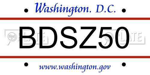 BDSZ50 District Of Columbia License Plate