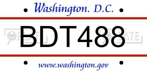 BDT488 District Of Columbia License Plate