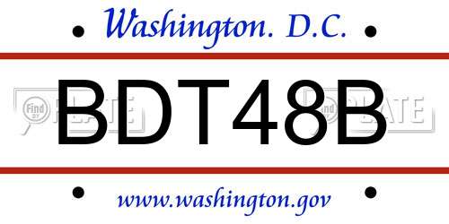 BDT48B District Of Columbia License Plate