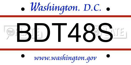 BDT48S District Of Columbia License Plate