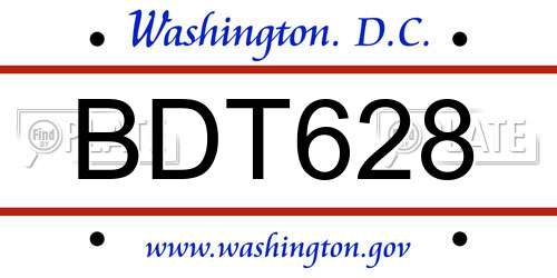 BDT628 District Of Columbia License Plate