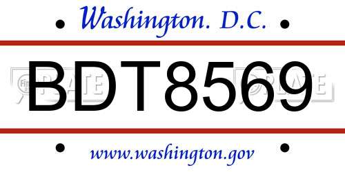 BDT8569 District Of Columbia License Plate