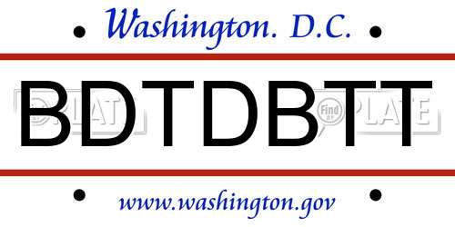 BDTDBTT District Of Columbia License Plate