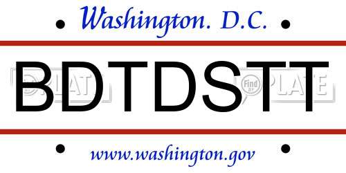 BDTDSTT District Of Columbia License Plate
