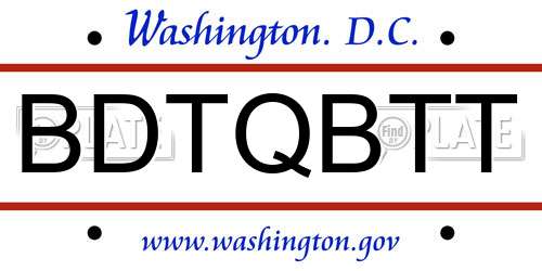 BDTQBTT District Of Columbia License Plate