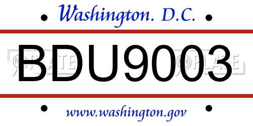 BDU9003 District Of Columbia License Plate