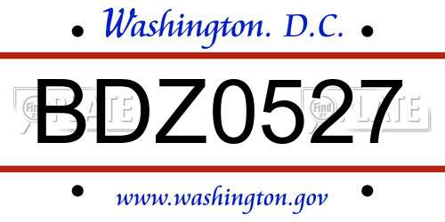 BDZ0527 District Of Columbia License Plate