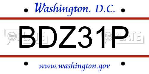 BDZ31P District Of Columbia License Plate