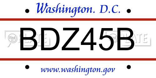 BDZ45B District Of Columbia License Plate