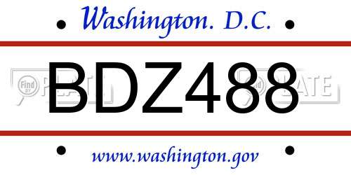 BDZ488 District Of Columbia License Plate